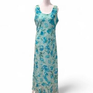 Mary McFadden Aqua Floral Maxi Dress